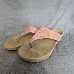 Vionic Naples Platform Sandal Blush Rhinestones Size 10